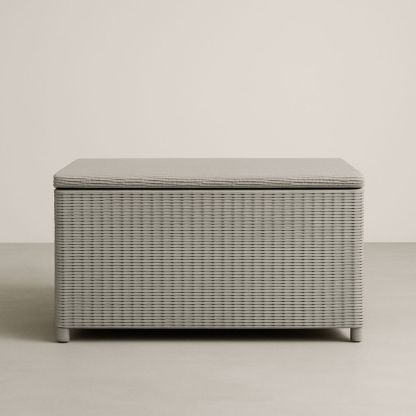 Cassetta portaoggetti rettangolare in rattan grigio-Auraverilo