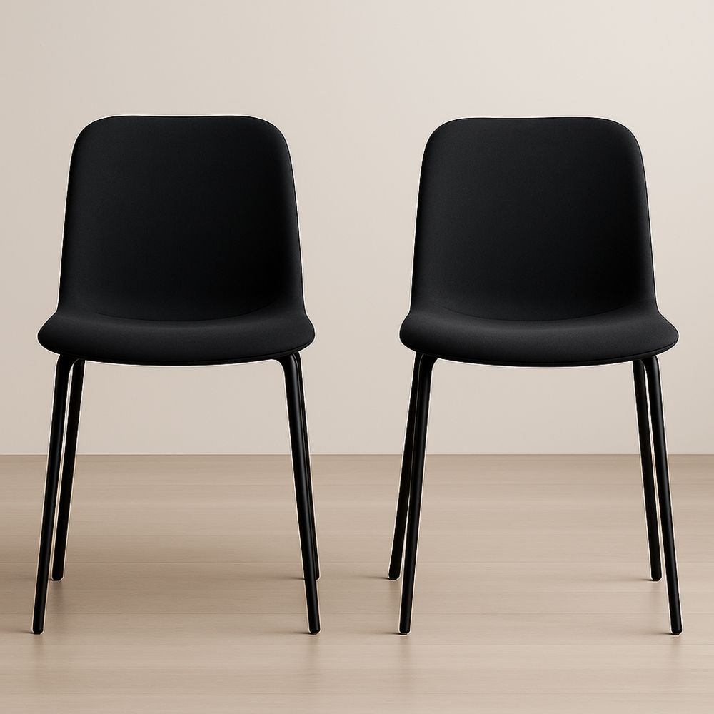 Set di 2 Sedie da Pranzo in Plastica e Metallo Nero-Auraverilo