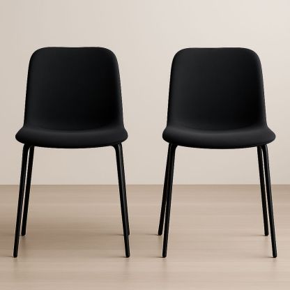 Set di 2 Sedie da Pranzo in Plastica e Metallo Nero-Auraverilo