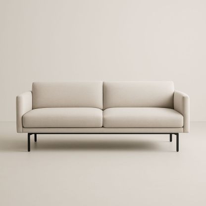 Divano tre posti in tessuto beige con struttura in metallo-Auraverilo