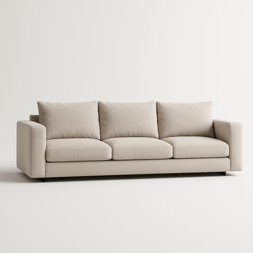 Divano Tre Posti in Tessuto Beige-Auraverilo