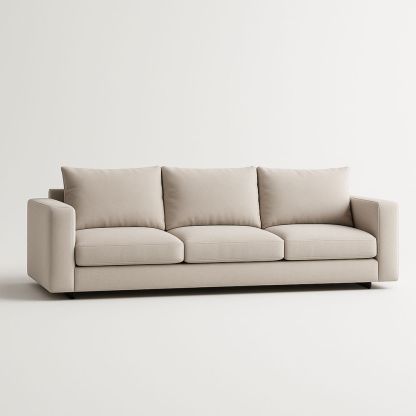 Divano Tre Posti in Tessuto Beige-Auraverilo