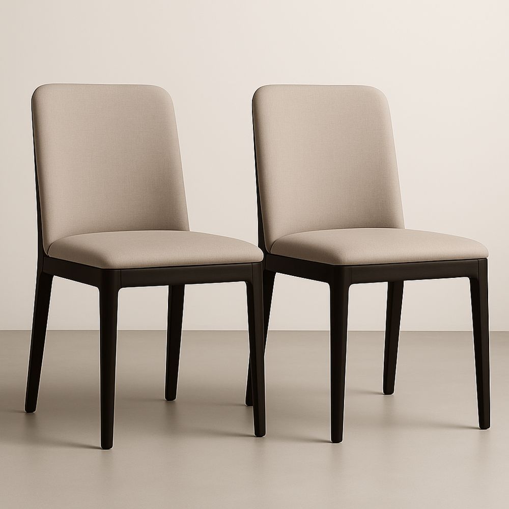 Set di 2 Sedie in Tessuto con Struttura in Legno di Faggio, Beige-Auraverilo