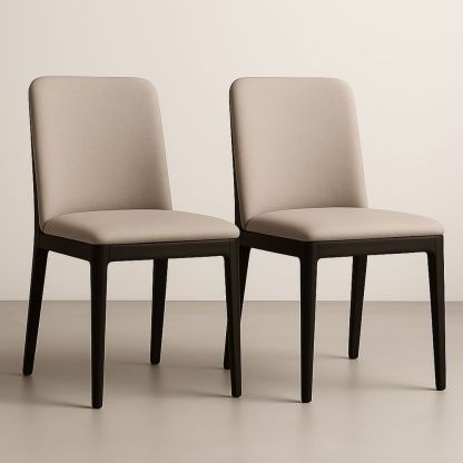 Set di 2 Sedie in Tessuto con Struttura in Legno di Faggio, Beige-Auraverilo