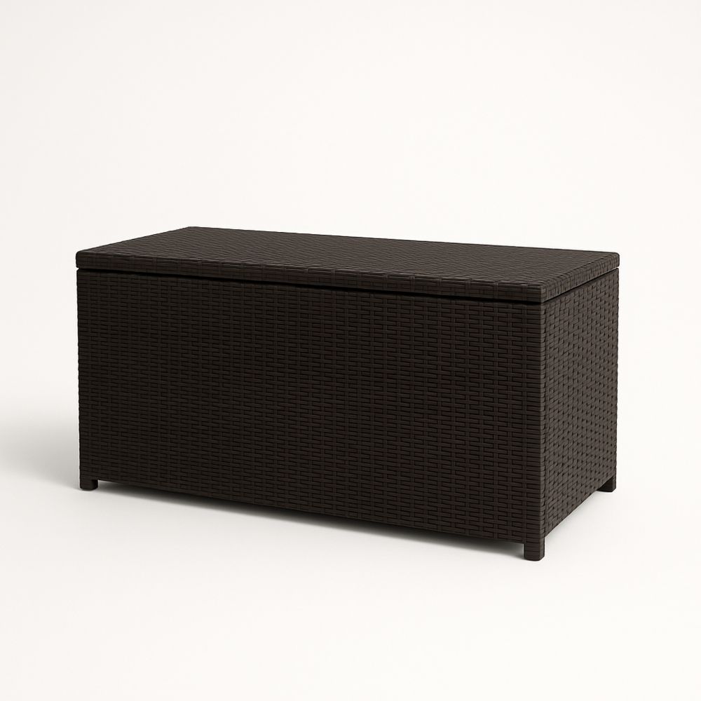 Baule contenitore in rattan sintetico 120x55x60 cm Marrone per esterni-Auraverilo