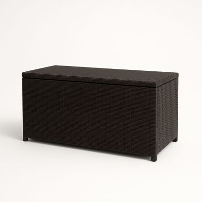 Baule contenitore in rattan sintetico 120x55x60 cm Marrone per esterni-Auraverilo