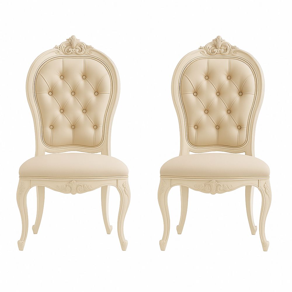 Set di 2 sedie imbottite in legno e ecopelle beige-Auraverilo