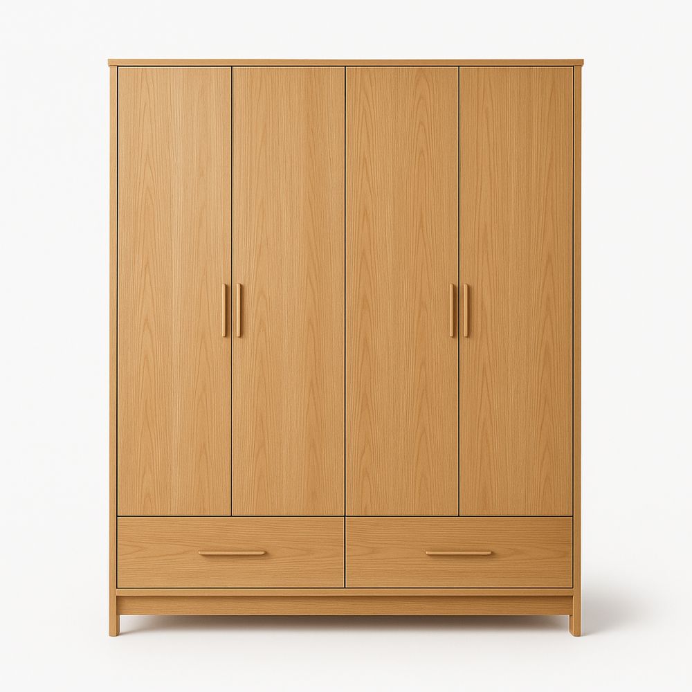 Armadio in Rovere a 4 Ante con 2 Cassetti, 180x60x200 cm-Auraverilo