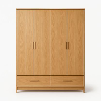 Armadio in Rovere a 4 Ante con 2 Cassetti, 180x60x200 cm-Auraverilo