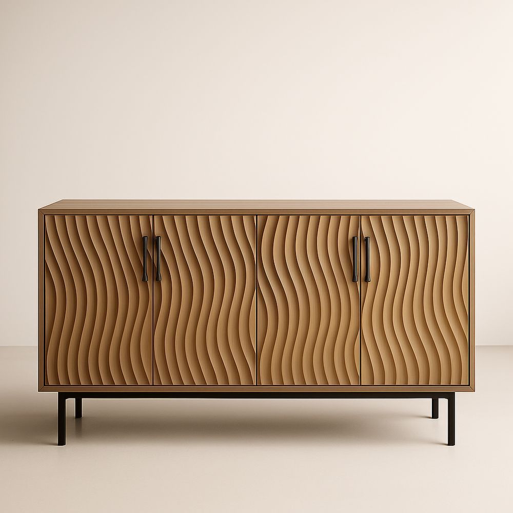 Credenza in Legno Ondulato 4 Ante Metallo-Auraverilo