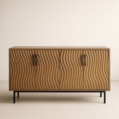 Credenza in Legno Ondulato 4 Ante Metallo-Auraverilo