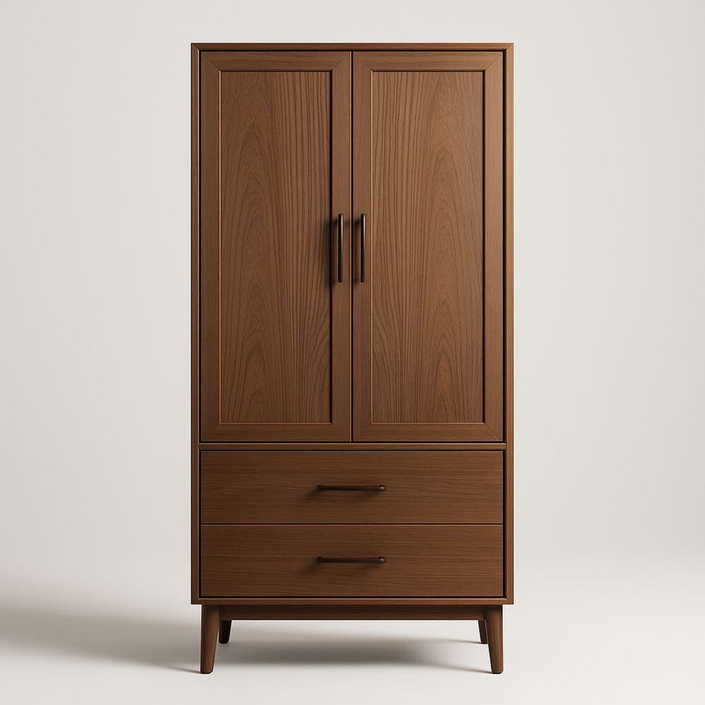 Armadio in Legno con 2 Ante e 2 Cassetti Marrone 180x90x50 cm-Auraverilo