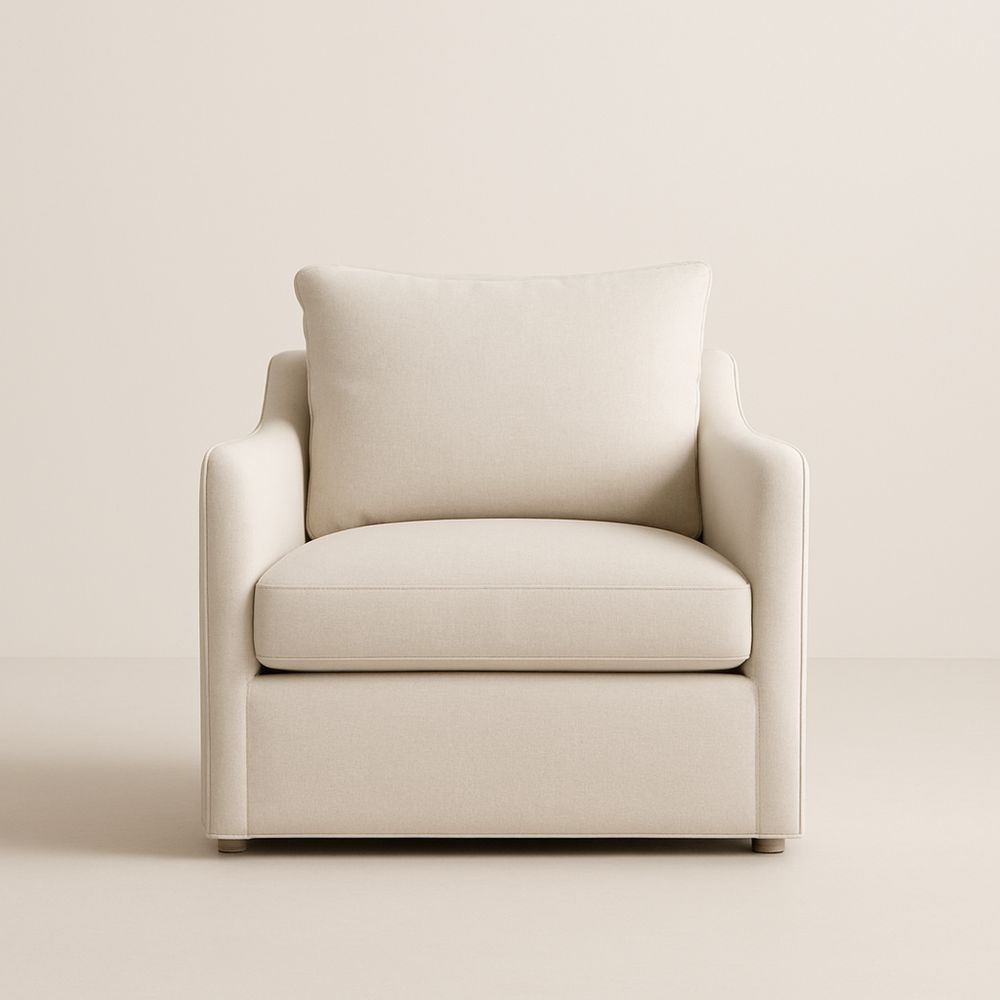 Poltrona in Tessuto Crema con Struttura in Legno 90x95x100 cm-Auraverilo