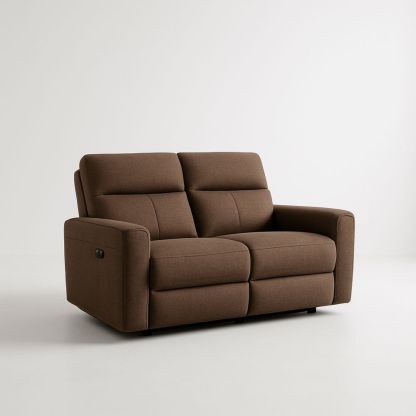 Divano Due Posti in Tessuto Poliestere Marrone Reclinabile 160 cm-Auraverilo