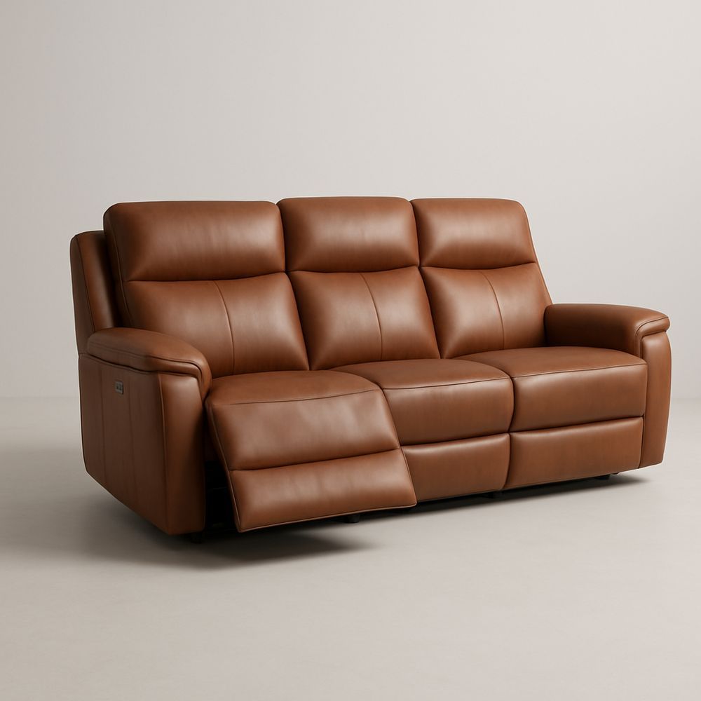 Divano reclinabile in pelle marrone 3 posti con schienale regolabile-Auraverilo