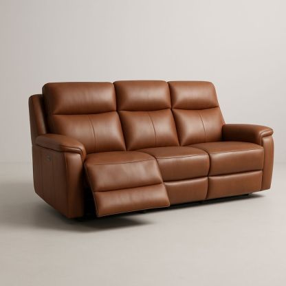 Divano reclinabile in pelle marrone 3 posti con schienale regolabile-Auraverilo