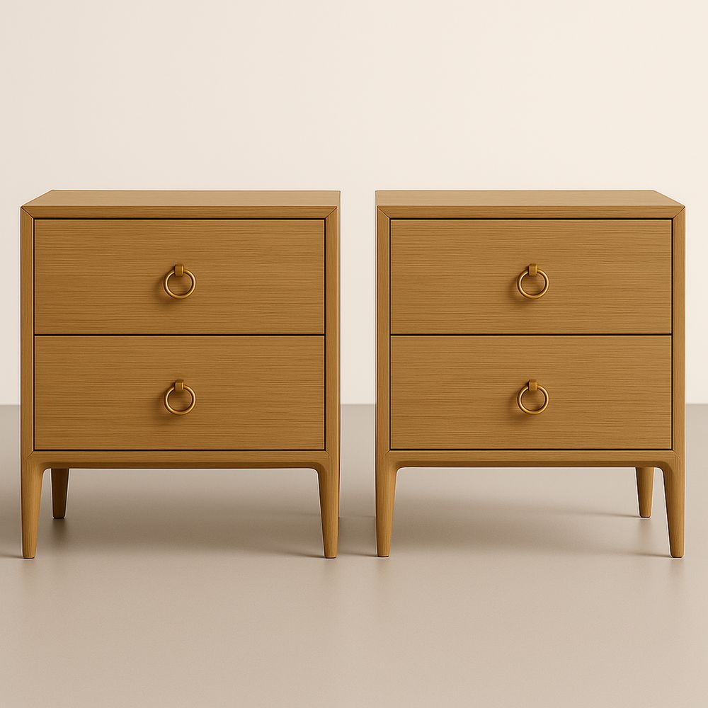 Set di 2 comodini in legno con 2 cassetti colore Marrone Chiaro-Auraverilo