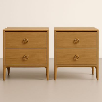 Set di 2 comodini in legno con 2 cassetti colore Marrone Chiaro-Auraverilo