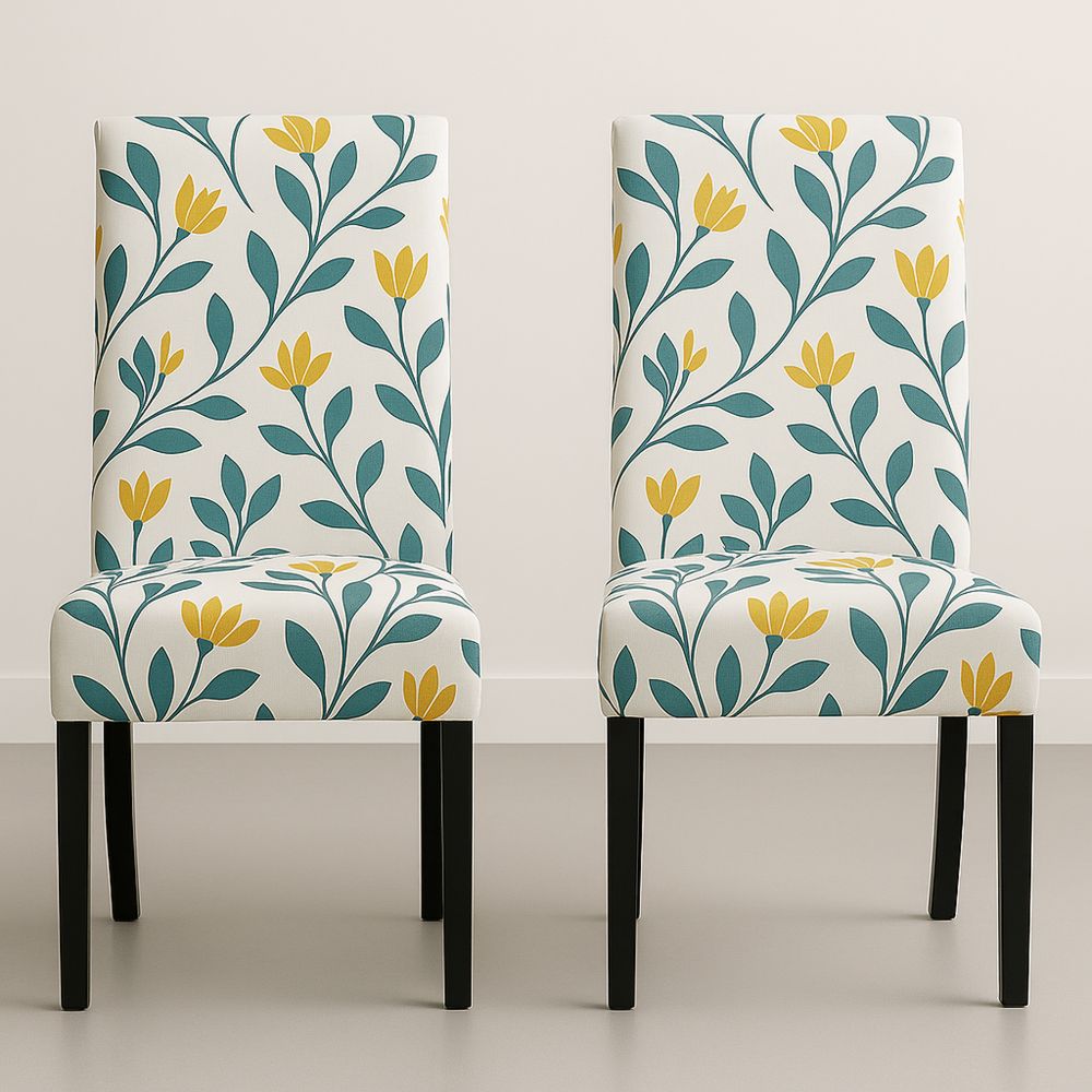 Set di 2 sedie in legno e poliestere con motivi floreali-Auraverilo