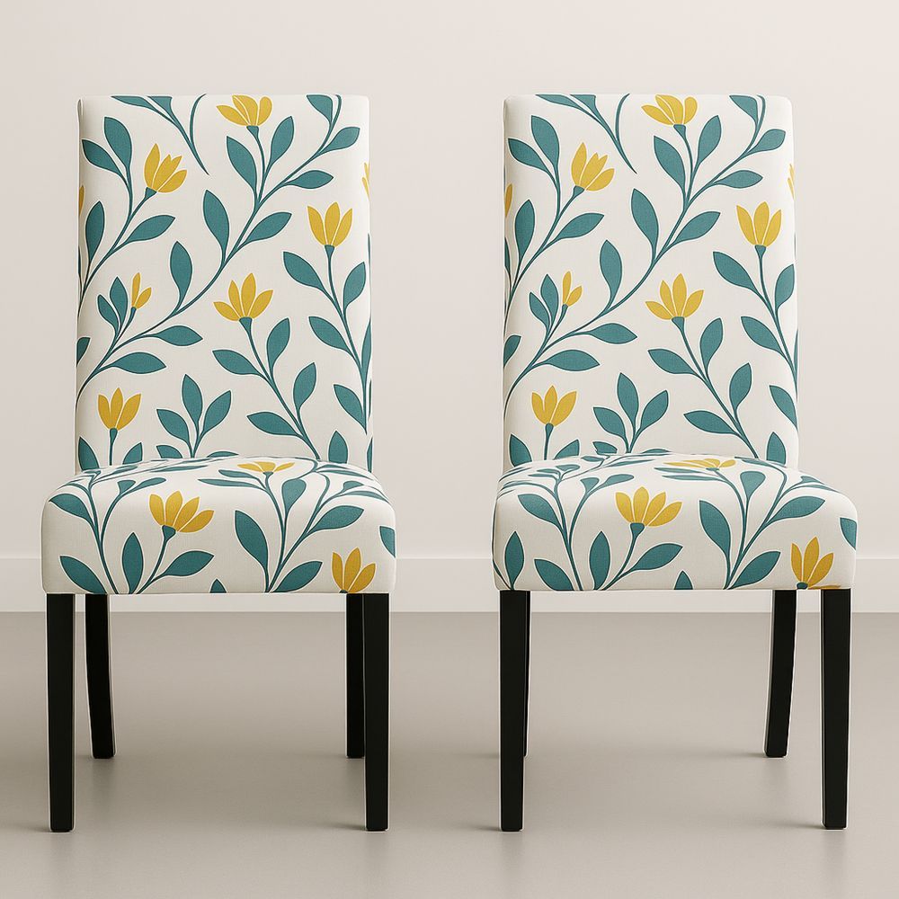 Set di 2 sedie in legno e poliestere con motivi floreali-Auraverilo