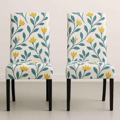 Set di 2 sedie in legno e poliestere con motivi floreali-Auraverilo