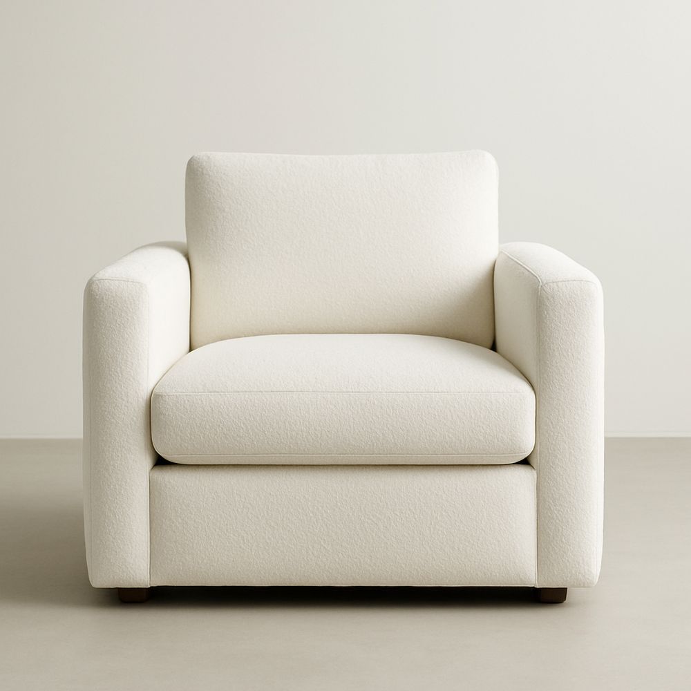 Poltrona in Tessuto Bouclé Bianco 100x90x85 cm-Auraverilo