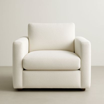 Poltrona in Tessuto Bouclé Bianco 100x90x85 cm-Auraverilo