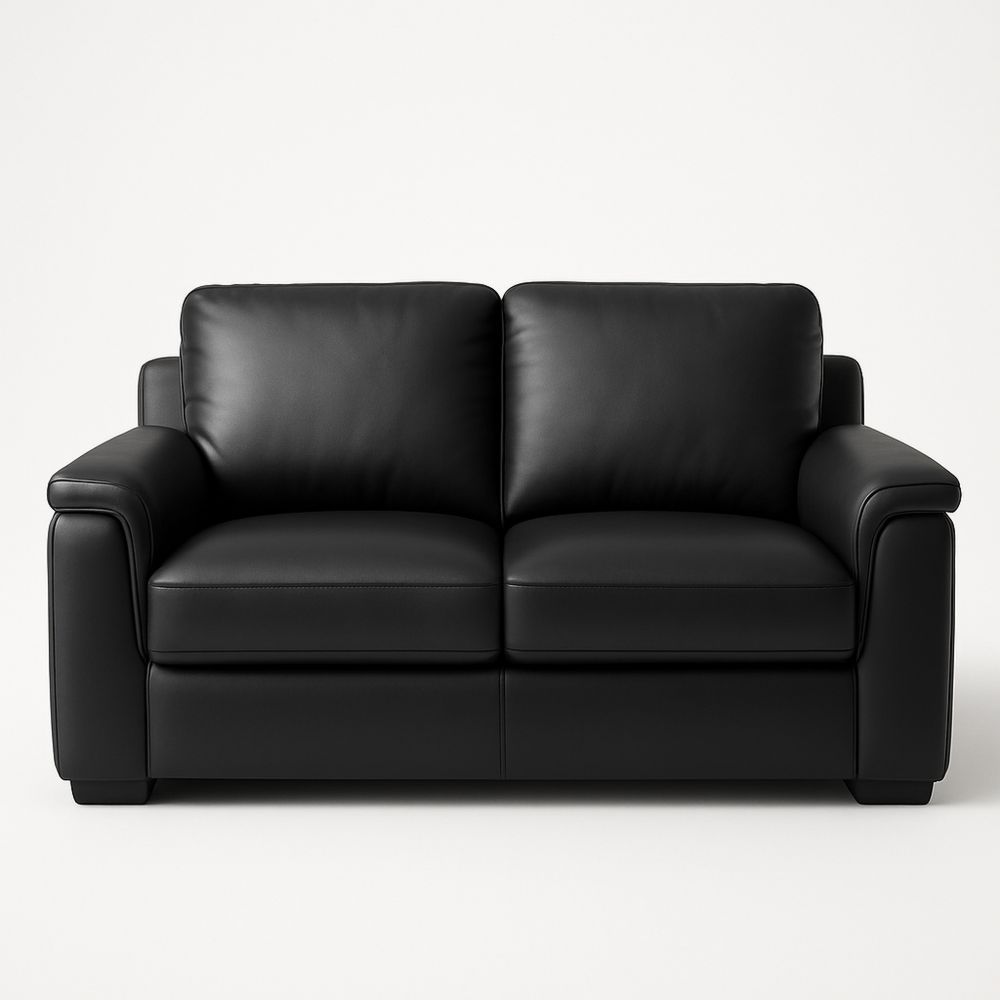 Divano due posti in pelle nera con imbottitura in schiuma-Auraverilo