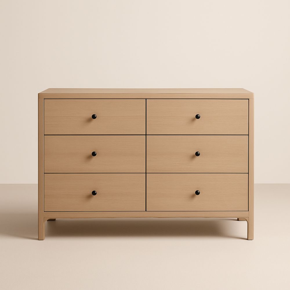 Cassettiera in legno ingegnerizzato con 6 cassetti colore Naturale-Auraverilo