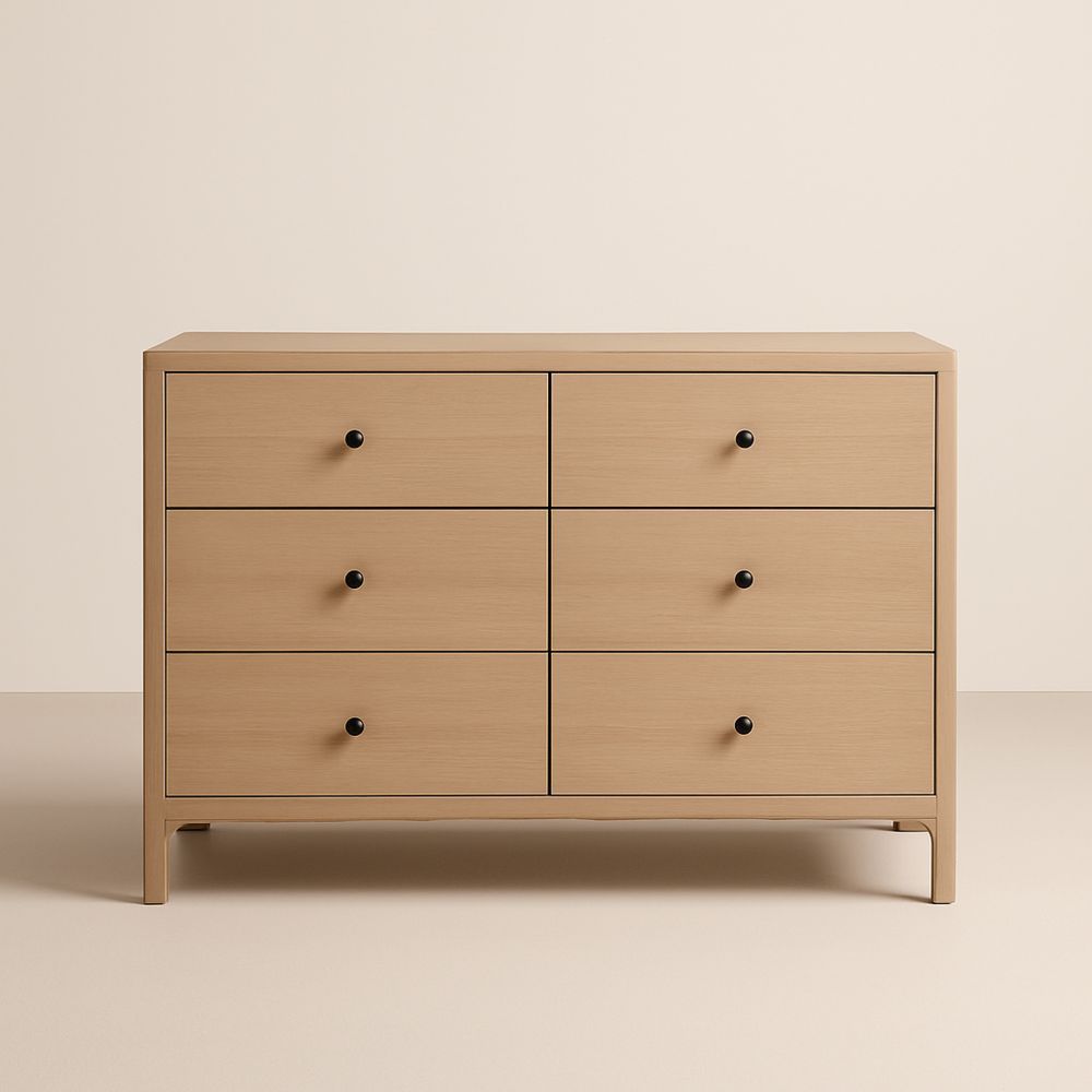 Cassettiera in legno ingegnerizzato con 6 cassetti colore Naturale-Auraverilo