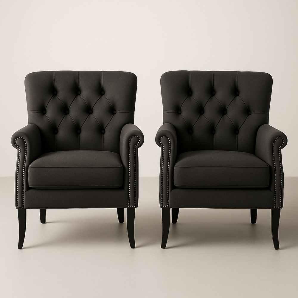 Set di 2 Poltrone in Tessuto Poliestere Nero-Auraverilo