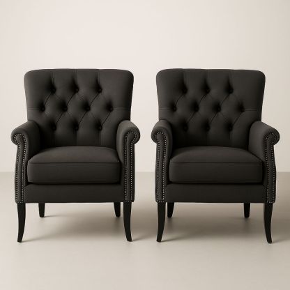 Set di 2 Poltrone in Tessuto Poliestere Nero-Auraverilo