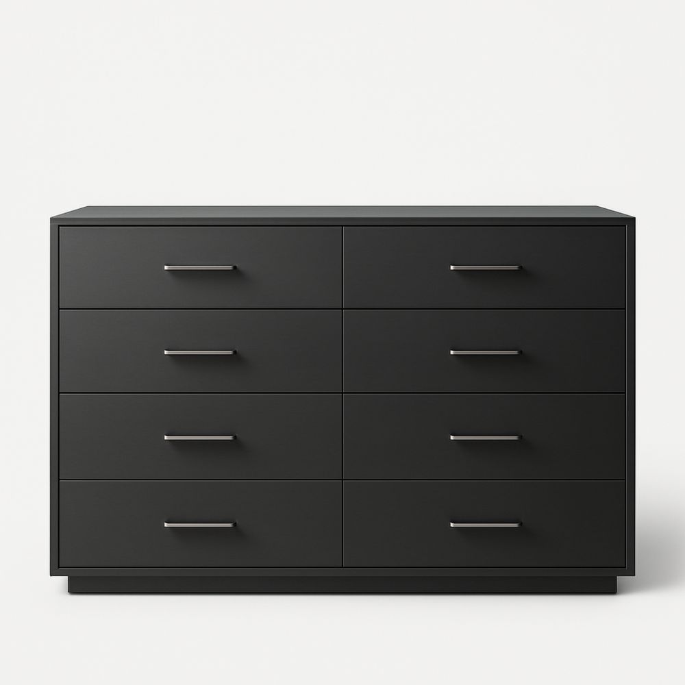 Cassettiera 8 Cassetti Legno Nero 120x75x40cm-Auraverilo