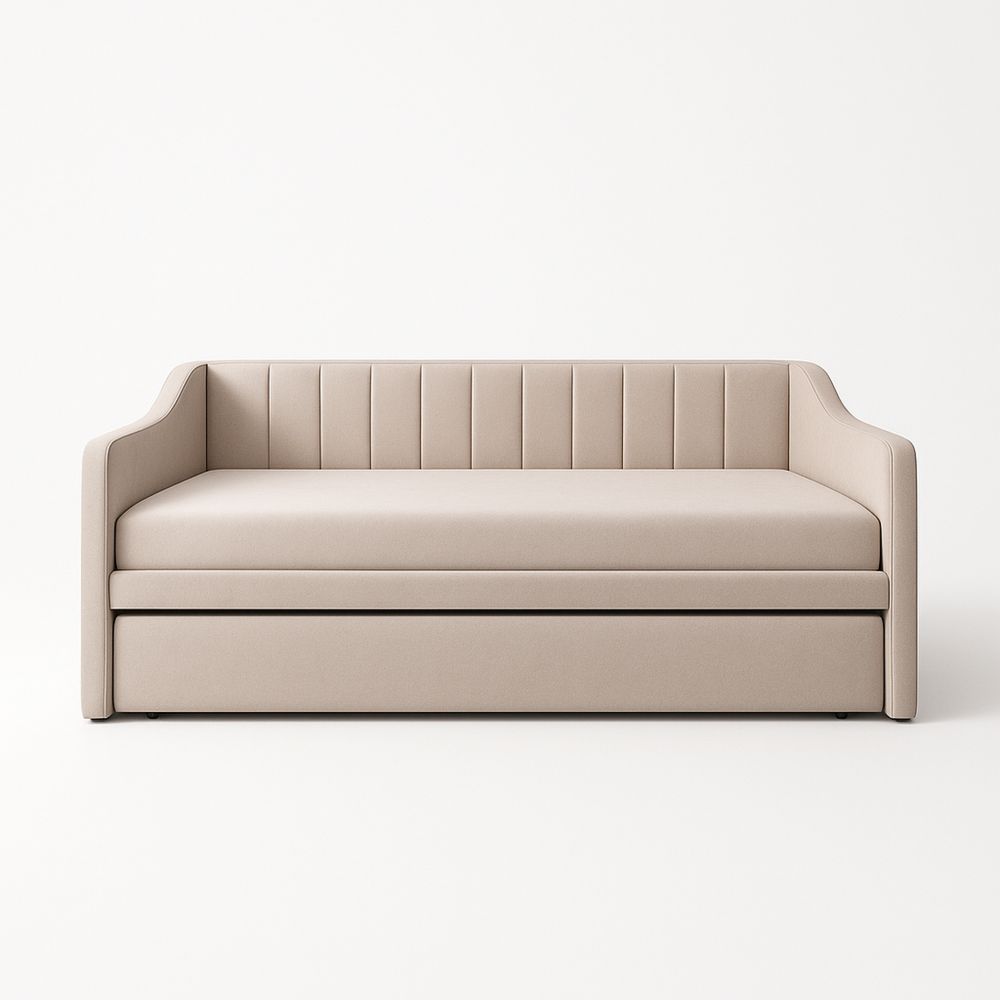 Divano letto tessuto poliestere beige 200x90x80 cm-Auraverilo