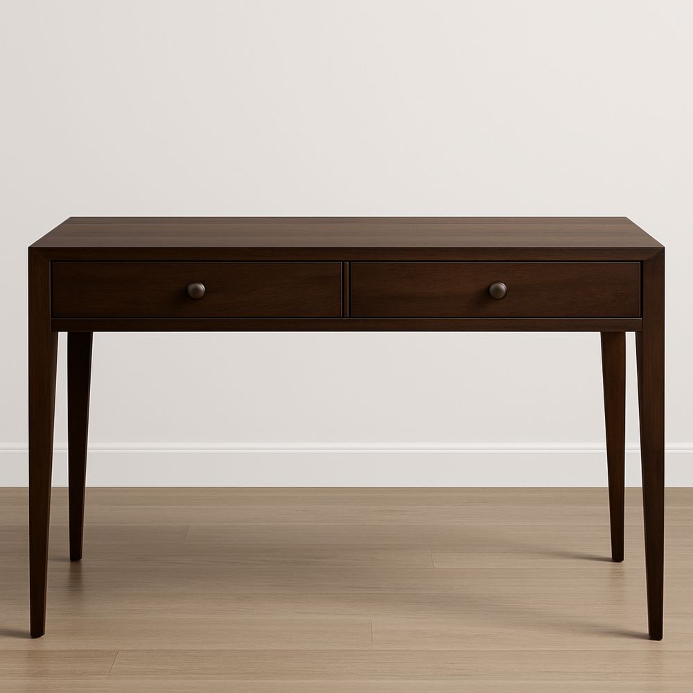 Scrivania in Legno Massello Marrone con 2 Cassetti-Auraverilo