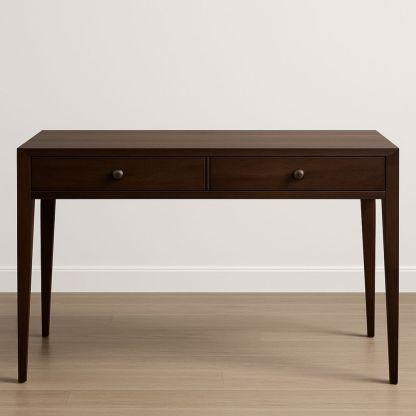 Scrivania in Legno Massello Marrone con 2 Cassetti-Auraverilo