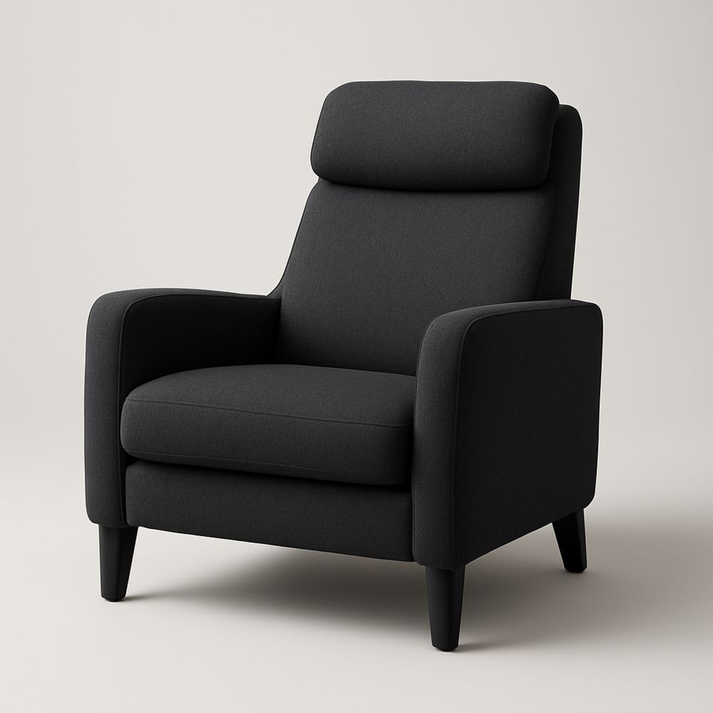 Poltrona in Tessuto Nero con Gambe in Legno, 82x84x98 cm-Auraverilo