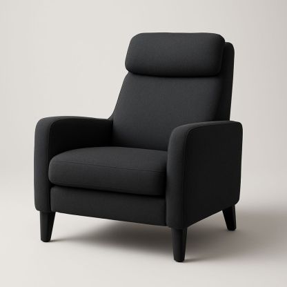 Poltrona in Tessuto Nero con Gambe in Legno, 82x84x98 cm-Auraverilo