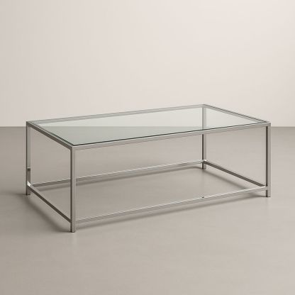 Tavolino in Vetro e Acciaio Inossidabile 120x60x40 cm Argento-Auraverilo