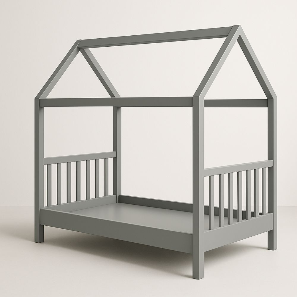 Letto per bambini a forma di casetta in legno 200 x 90 cm Grigio-Auraverilo