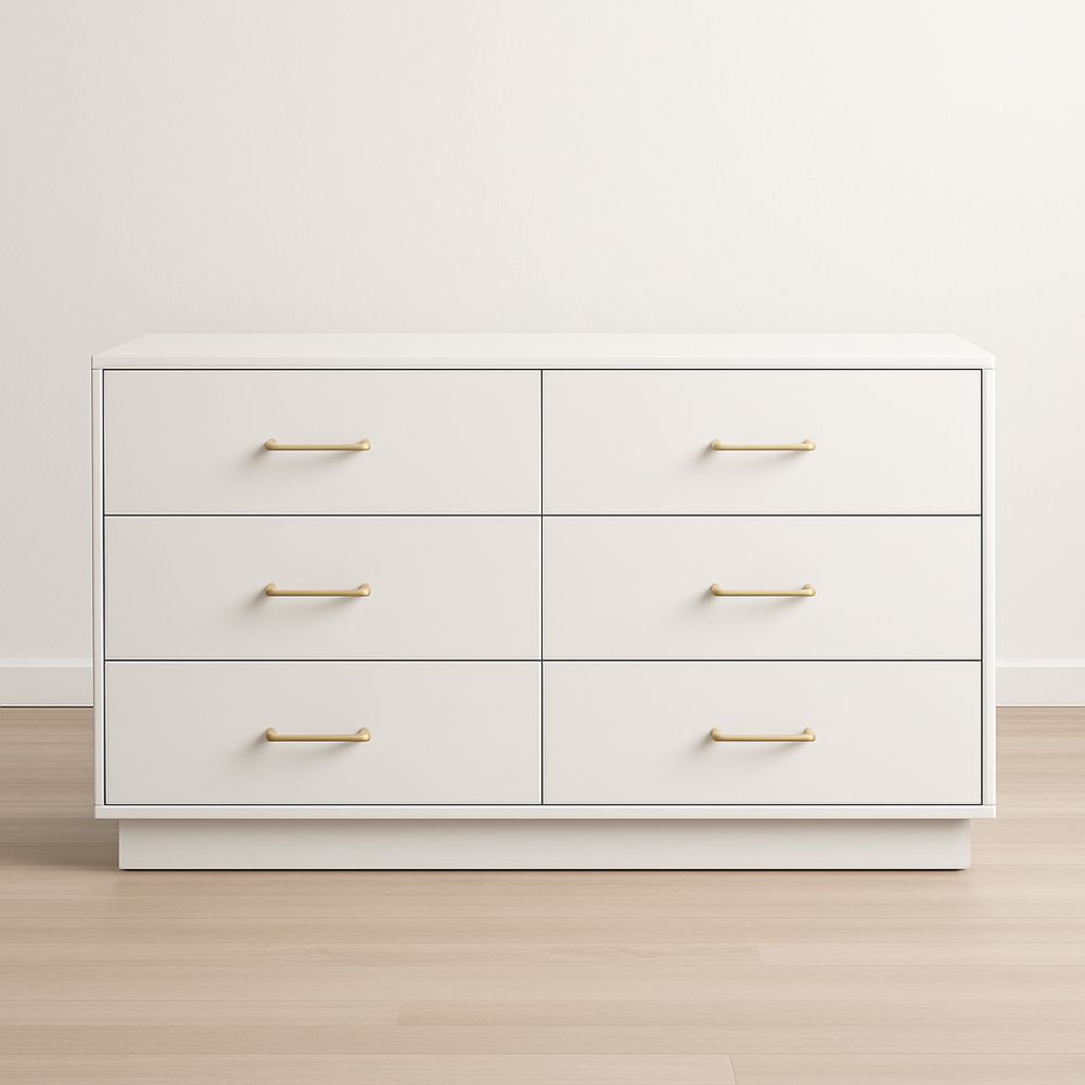 Cassettiera legno ingegnerizzato bianco 6 cassetti metallo-Auraverilo