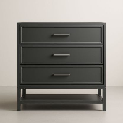 Cassettiera in MDF con 3 cassetti colore Nero-Auraverilo