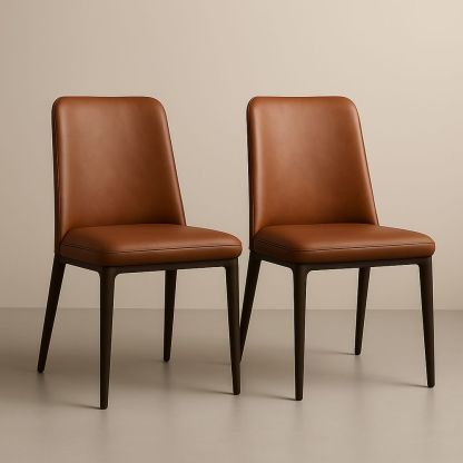 Set di 2 Sedie da Pranzo in Pelle Sintetica Marrone con Struttura in Legno-Auraverilo