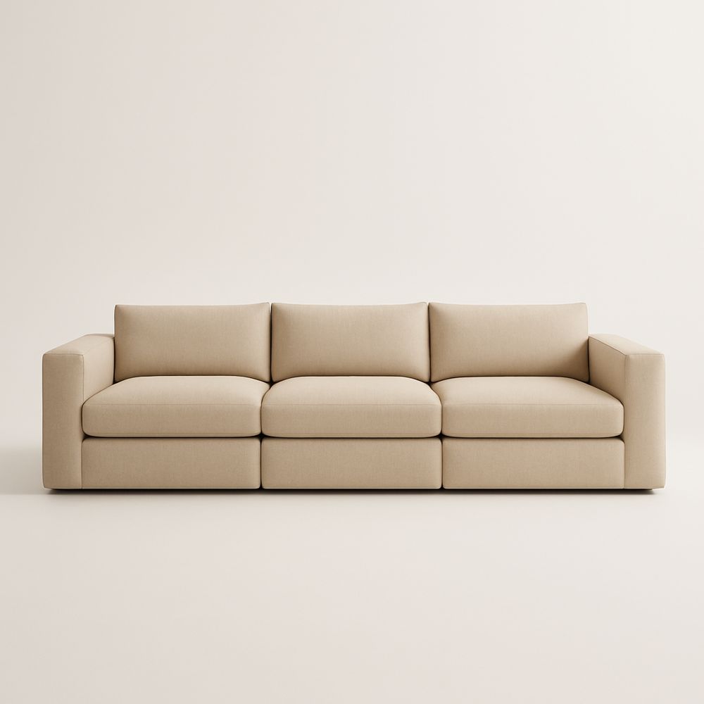 Divano a tre posti in tessuto poliestere beige-Auraverilo