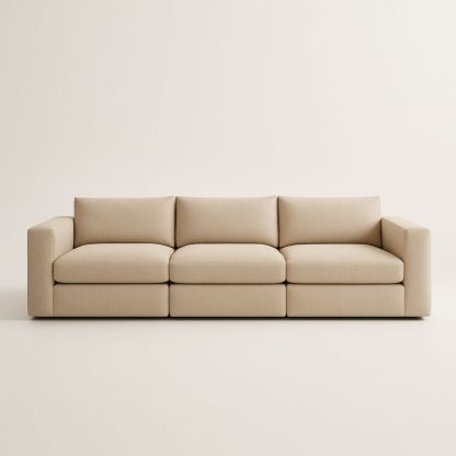 Divano a tre posti in tessuto poliestere beige-Auraverilo