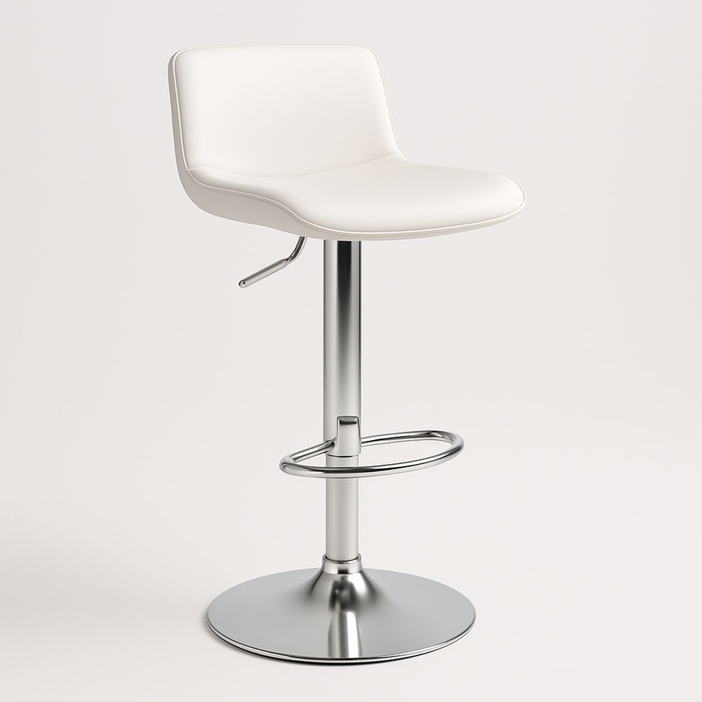 Sgabello da Bar in Pelle PU Bianco e Acciaio Inossidabile-Auraverilo