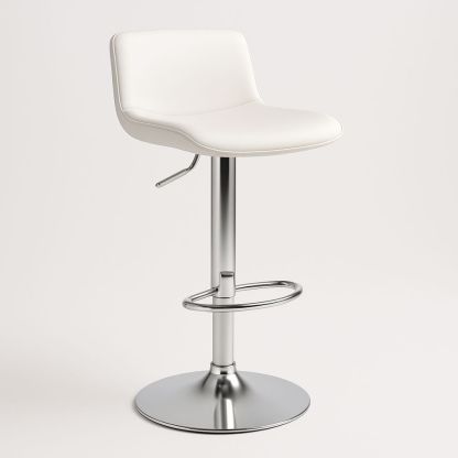 Sgabello da Bar in Pelle PU Bianco e Acciaio Inossidabile-Auraverilo
