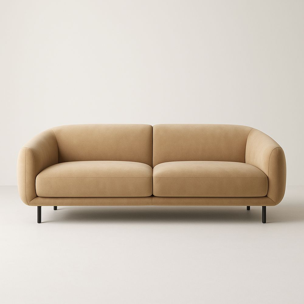 Divano in tessuto microfibra beige con gambe in metallo 220 cm-Auraverilo