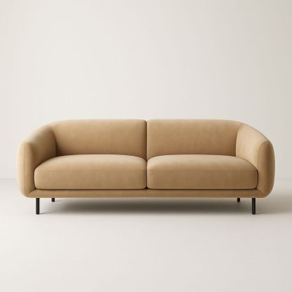 Divano in tessuto microfibra beige con gambe in metallo 220 cm-Auraverilo