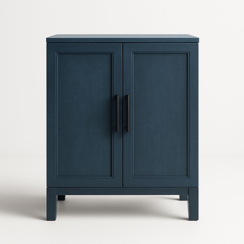 Mobiletto con Ante in Legno e Maniglie Metalliche Blu-Auraverilo